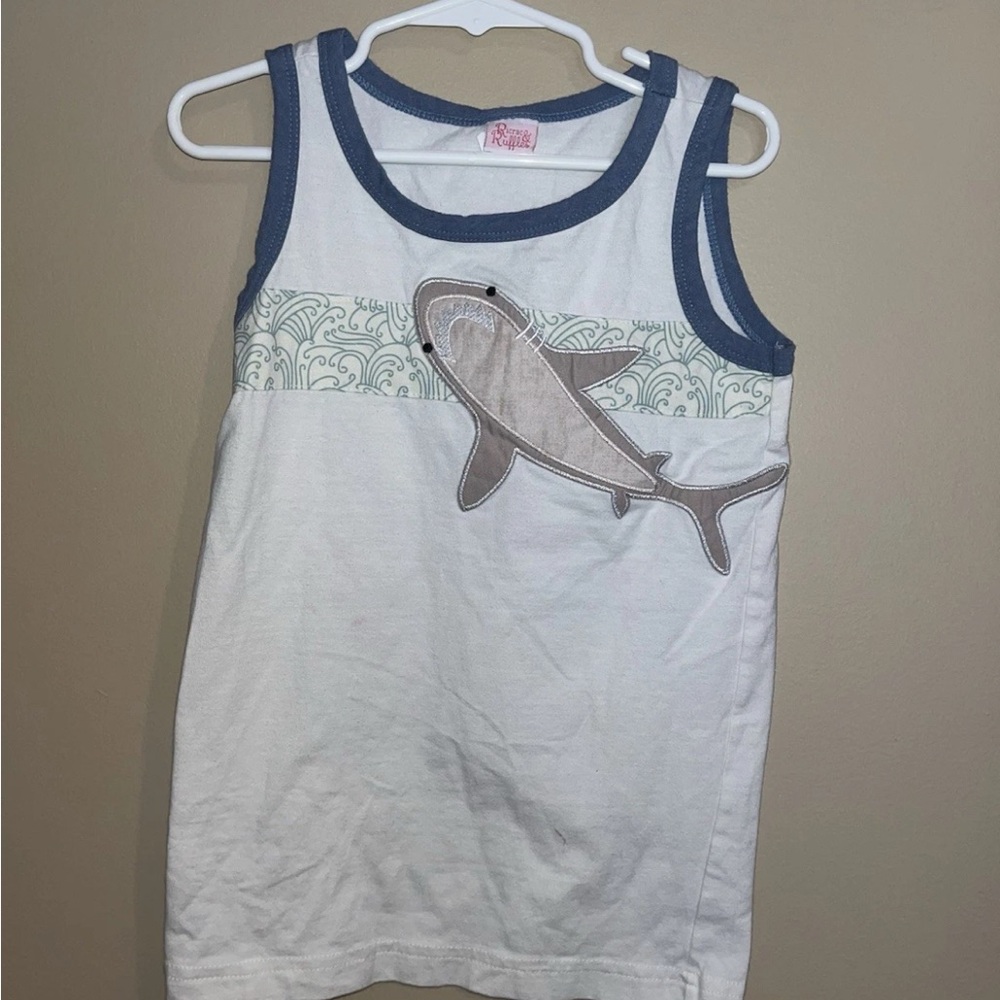 Ricrac And Ruffles Boys Embroidered Tank Tshirt Size 6 Shark